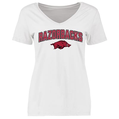 Arkansas Razorbacks Women's Proud Mascot V-Neck T-Shirt - White