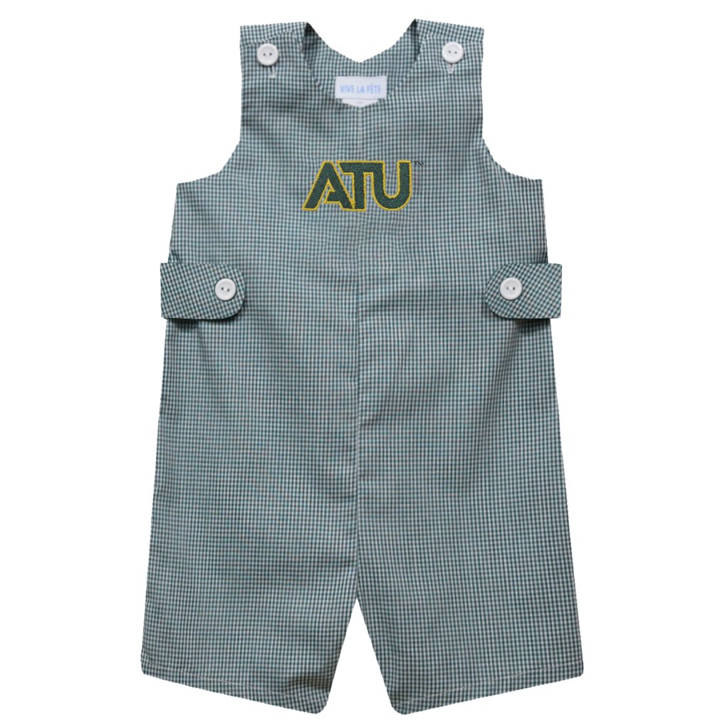 Arkansas Tech Vive La Fete Infant Gingham Jon Jon Romper - Green