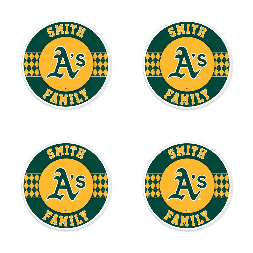 Athletics 4" Personalized Circular Coasters 4-Pack Set