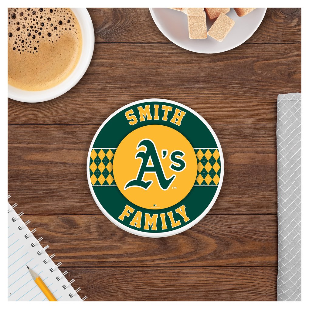 Athletics 4" Personalized Circular Coasters 4-Pack Set