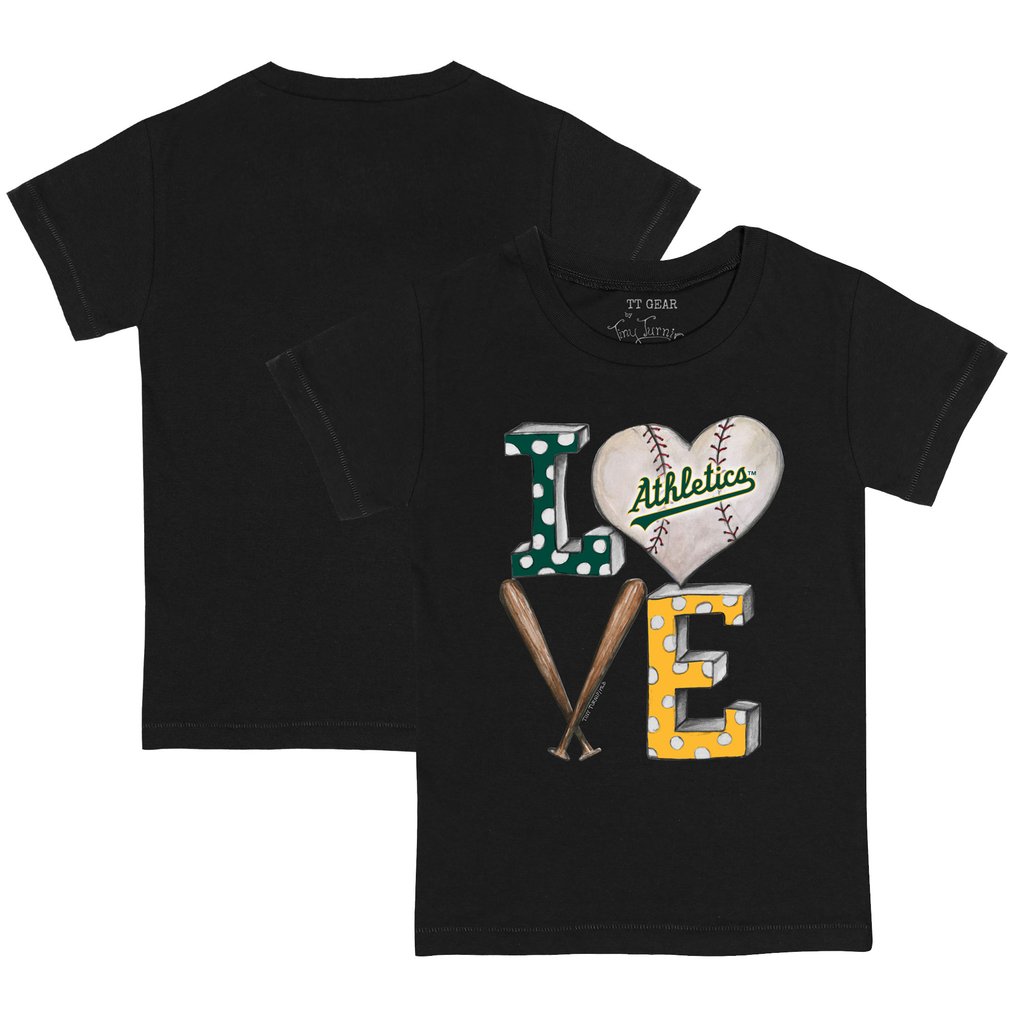 Athletics Tiny Turnip Infant Baseball Love T-Shirt - Black