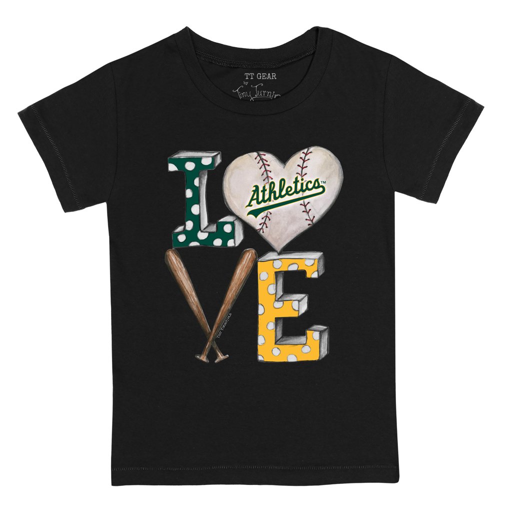 Athletics Tiny Turnip Infant Baseball Love T-Shirt - Black
