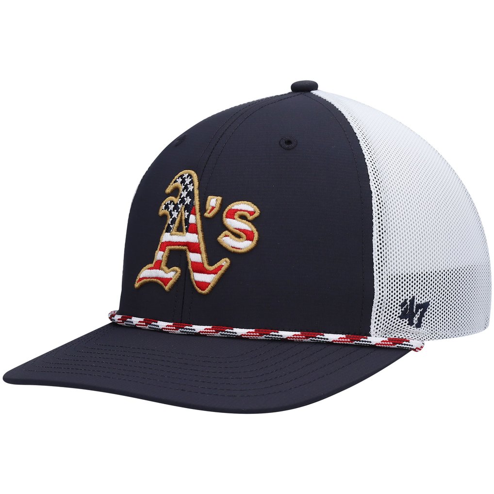 Athletics '47 Flag Fill Trucker Snapback Hat - Navy/White