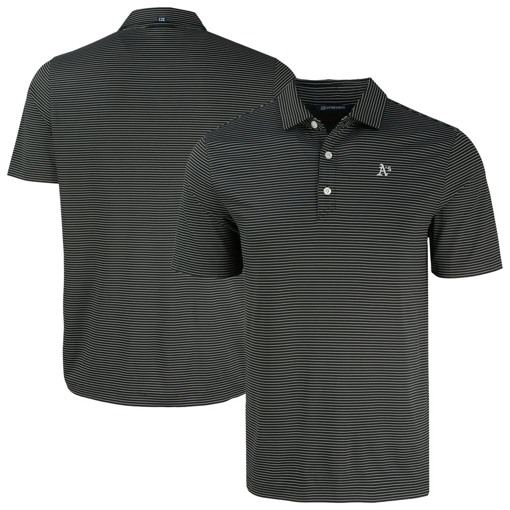 Athletics Cutter & Buck Forge Eco Fine Line Stripe Polo - Black