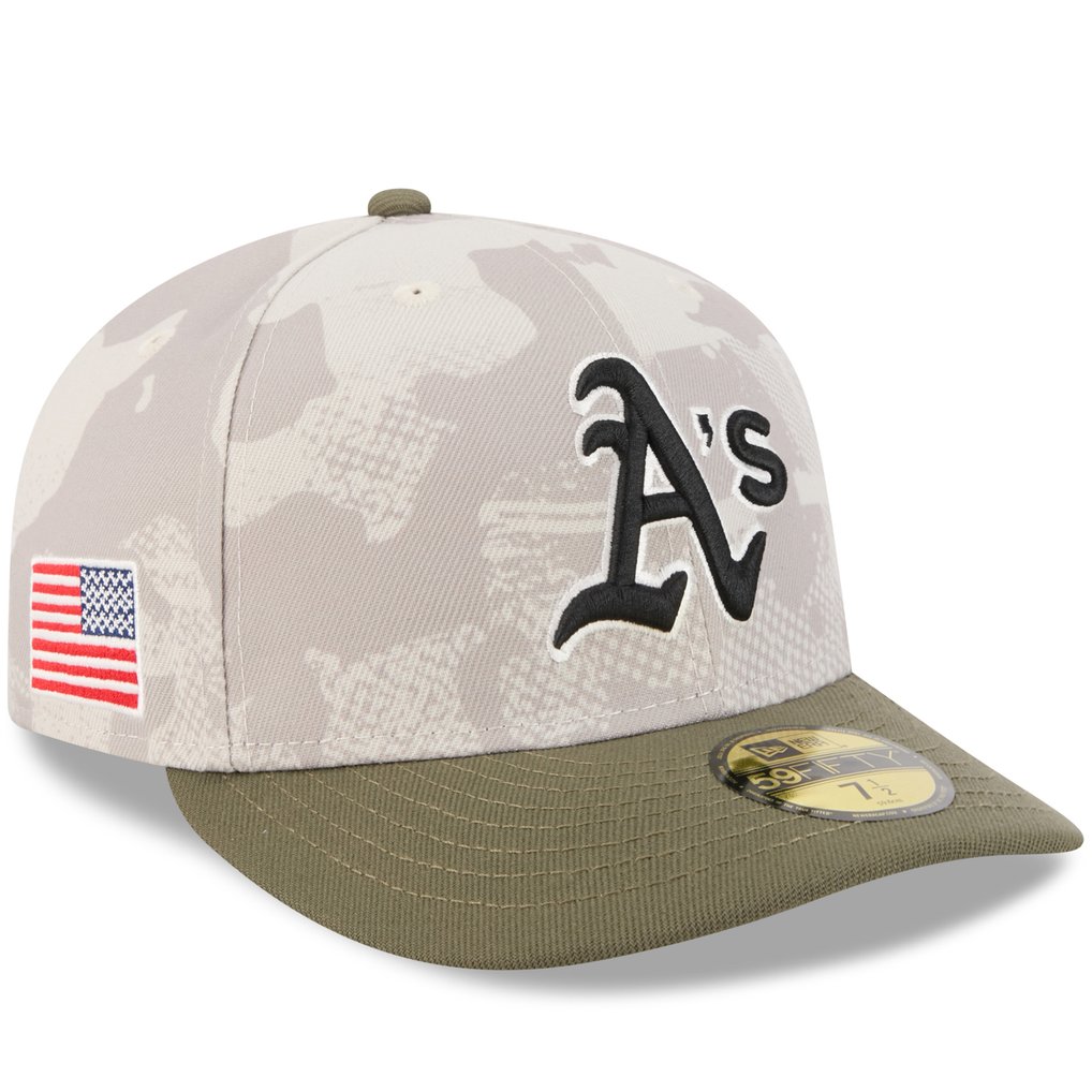 Athletics New Era 2025 Armed Forces Day 59FIFTY Fitted Hat - Light Beige/Olive