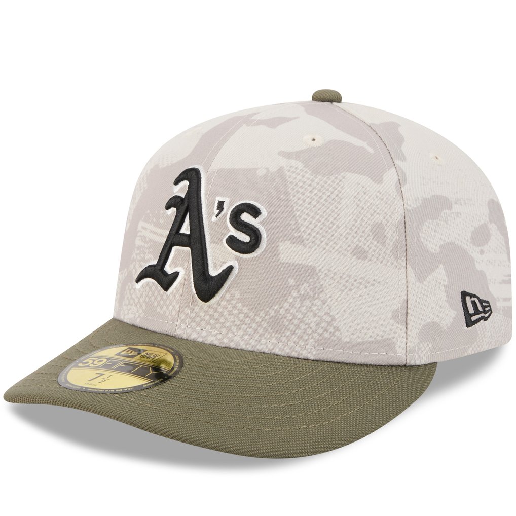 Athletics New Era 2025 Armed Forces Day 59FIFTY Fitted Hat - Light Beige/Olive