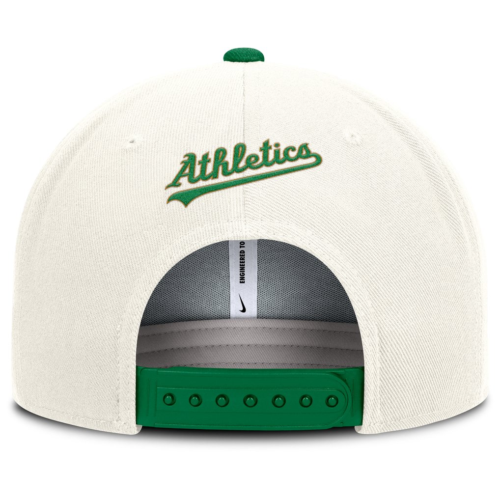 Athletics Nike Cooperstown Pro Dri-FIT Snapback Hat - Cream/Green