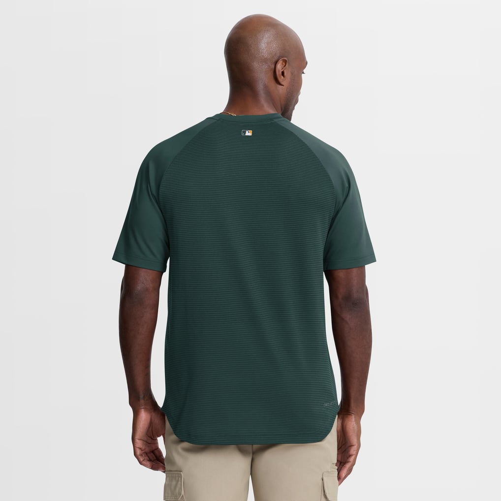 Athletics Nike Authentic Collection Batting Practice Pre-Game Raglan Dri-FIT Top - Green