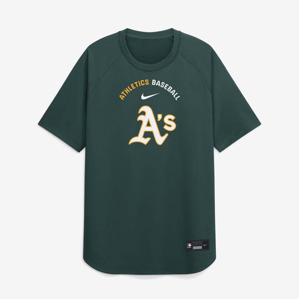 Athletics Nike Authentic Collection Batting Practice Pre-Game Raglan Dri-FIT Top - Green