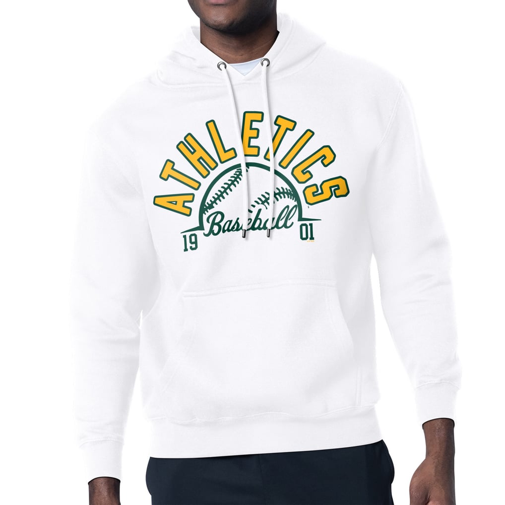  Athletics Starter Half Ball Team Graphic Pullover Hoodie - White