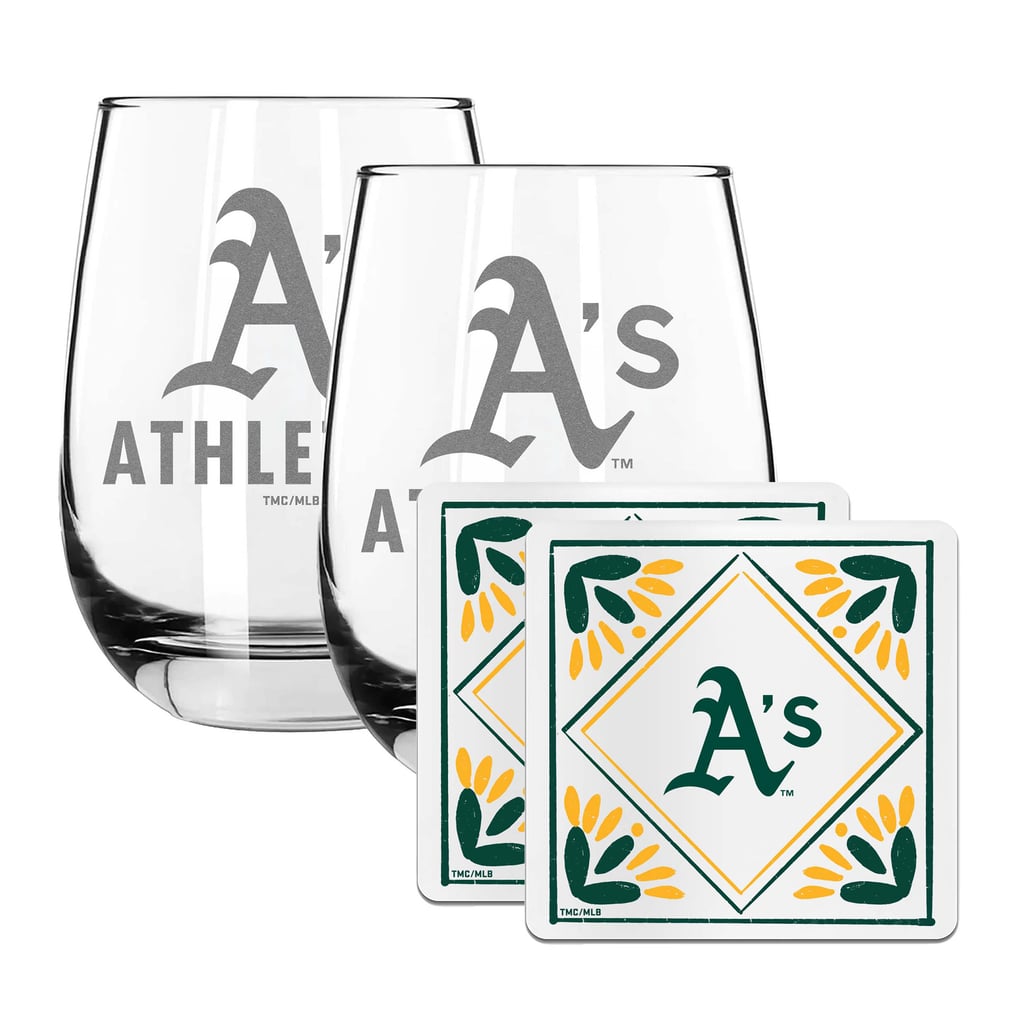 Athletics The Memory Company 15oz. Stemless Wine Glass & Coaster Set