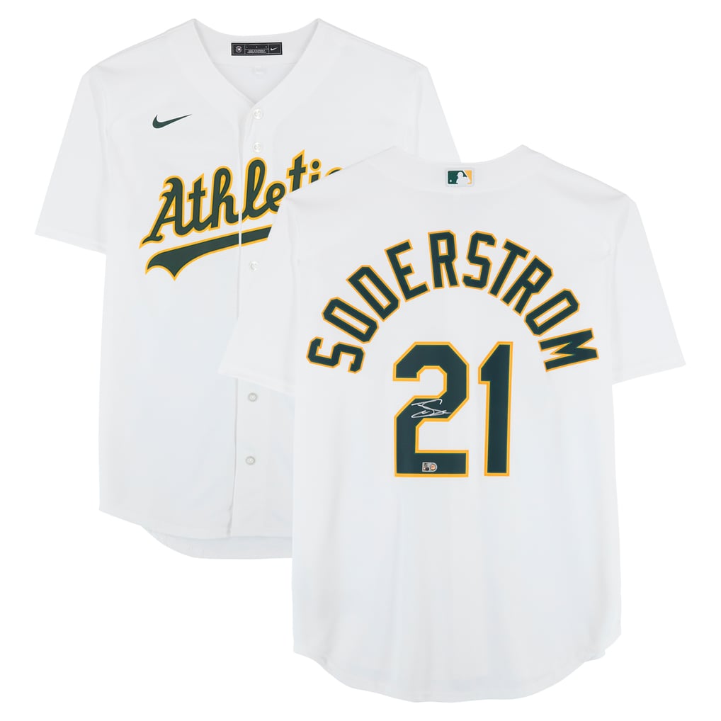 Tyler Soderstrom Athletics Autographed Fanatics Authentic White Nike Replica Jersey  