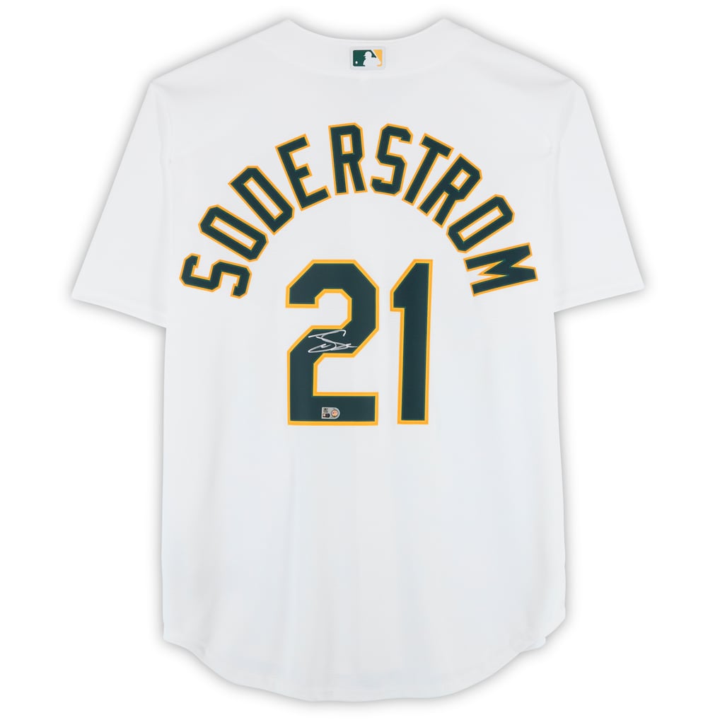 Tyler Soderstrom Athletics Autographed Fanatics Authentic White Nike Replica Jersey  