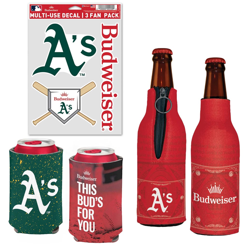 Athletics WinCraft MLB x Budweiser Can Cooler, Bottle Cooler & Decal Pack