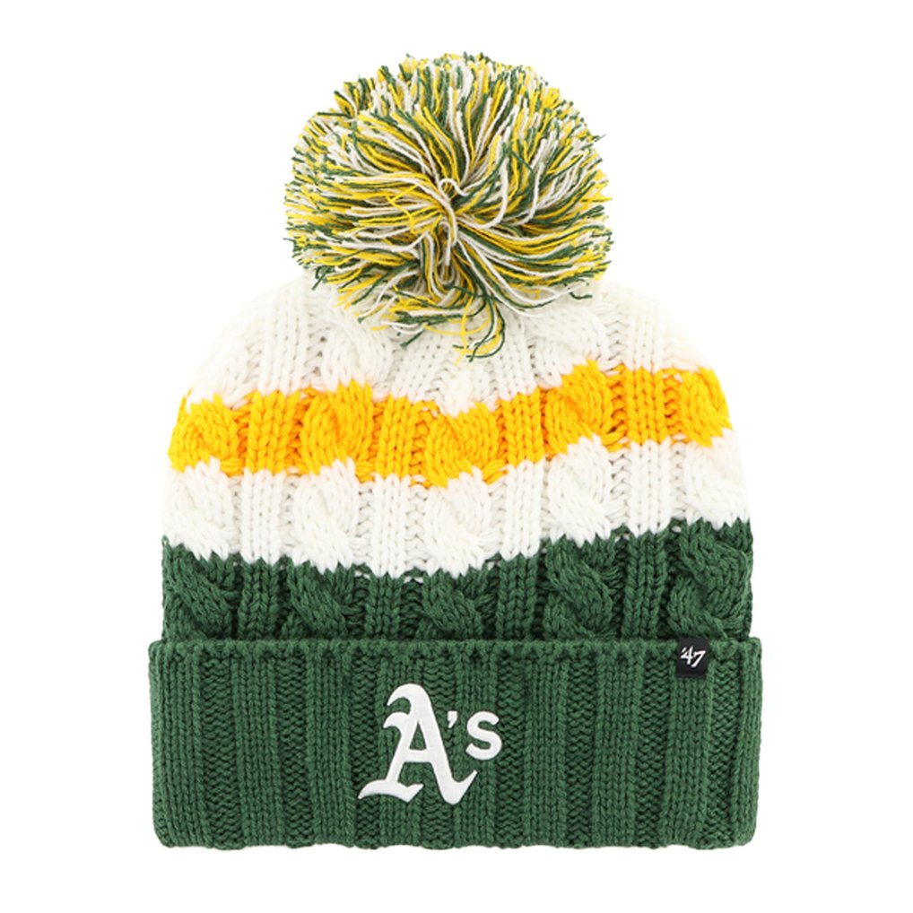 Athletics '47 Women's Ashfield Cuffed Knit Hat with Pom - White/Green