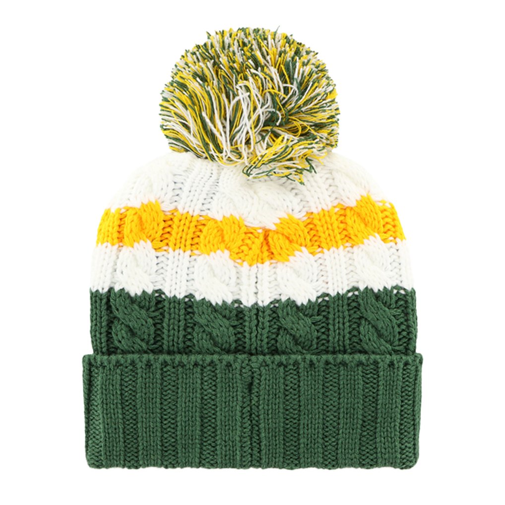 Athletics '47 Women's Ashfield Cuffed Knit Hat with Pom - White/Green