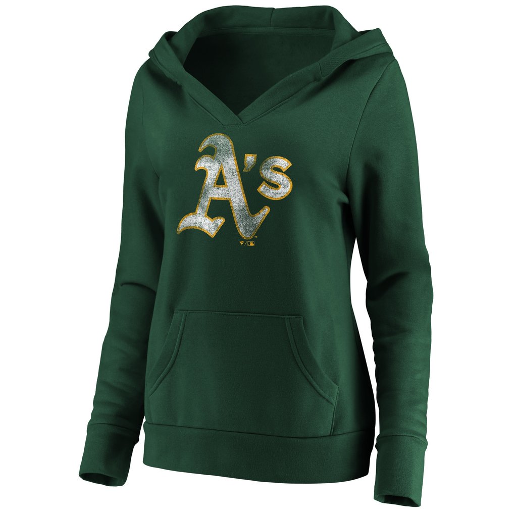 Athletics Fanatics Women's Core Team Crossover V-Neck Pullover Hoodie - Green