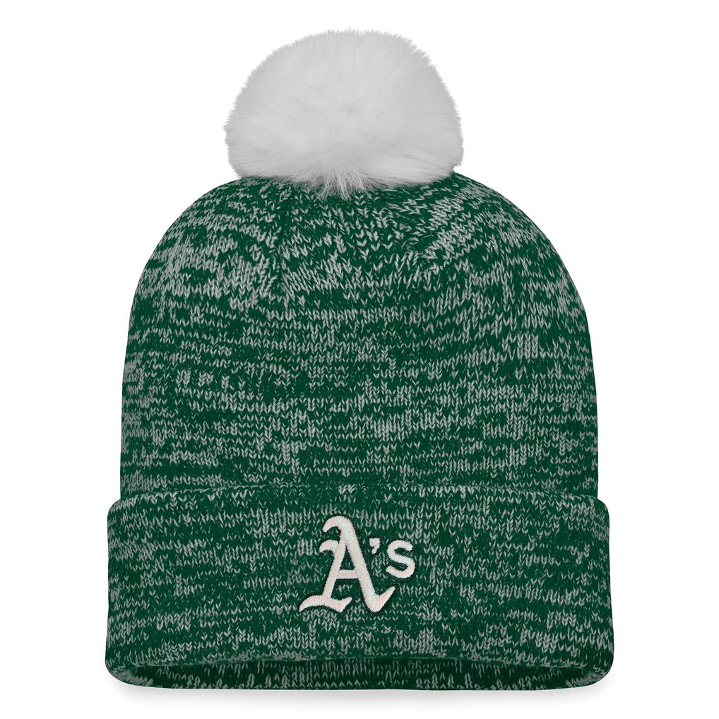 Athletics Fanatics Women's Iconic Cuffed Knit Hat with Pom - Green/White