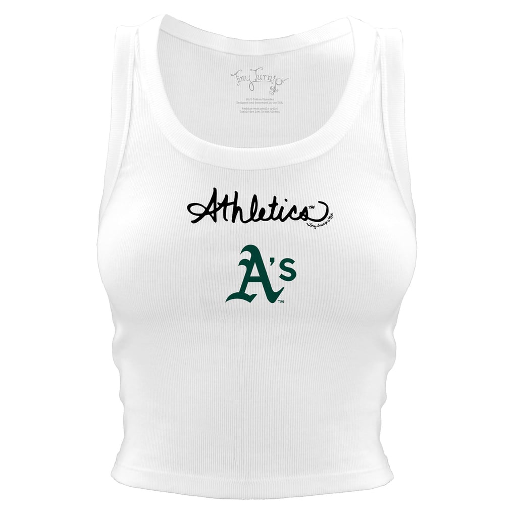 Athletics Tiny Turnip Women's Script Logo Crop Tank Top - White
