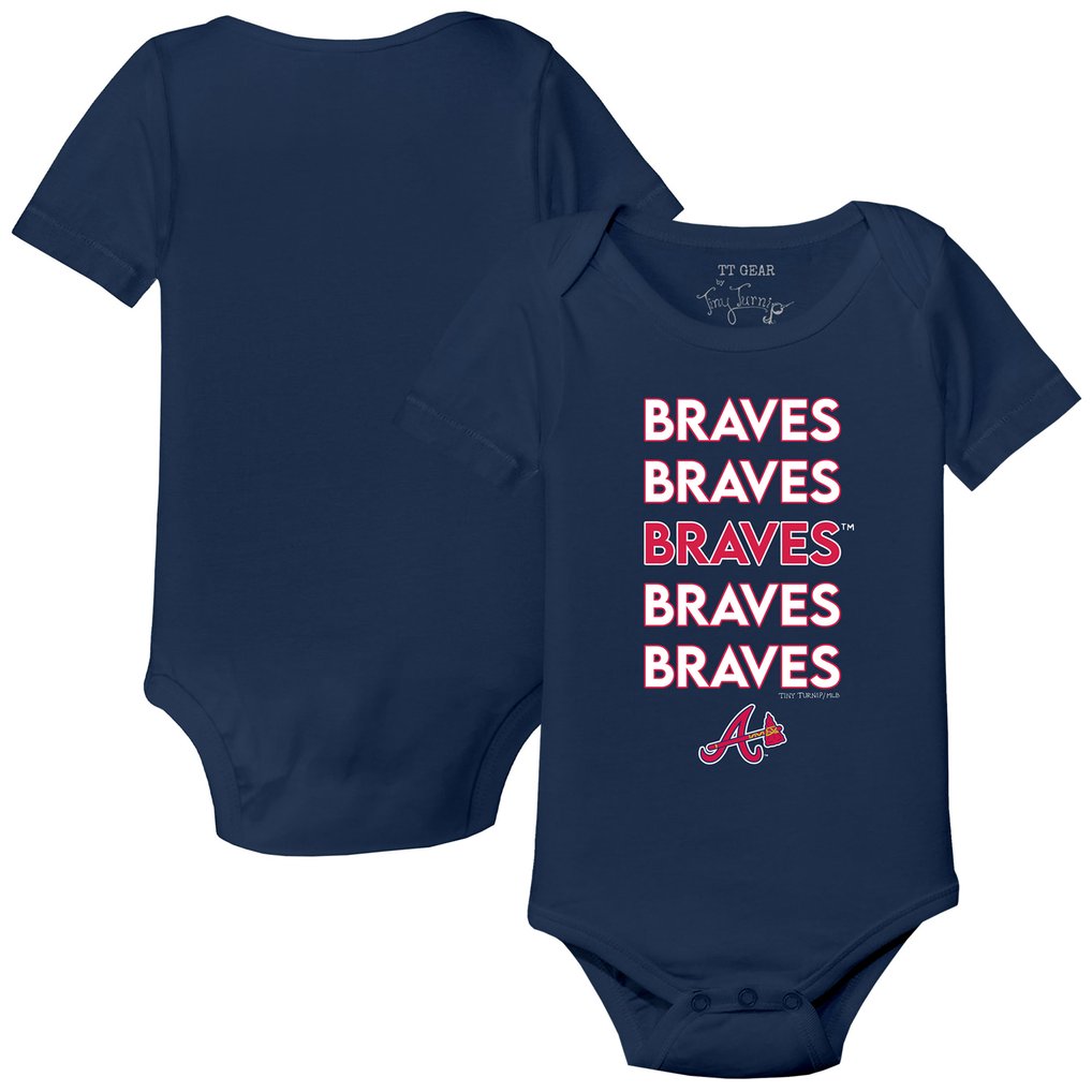 Atlanta Braves Tiny Turnip Infant Stacked Bodysuit - Navy