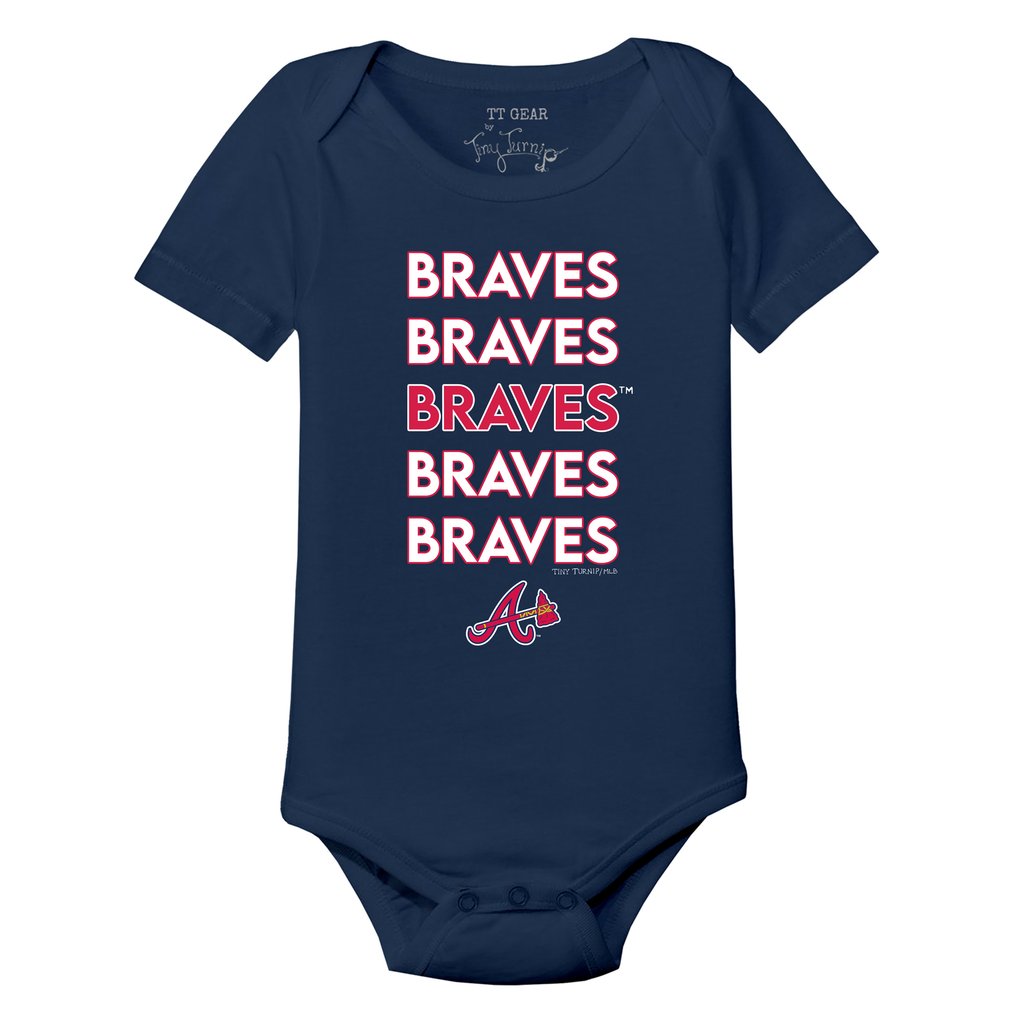 Atlanta Braves Tiny Turnip Infant Stacked Bodysuit - Navy