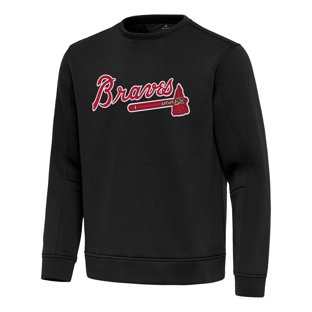 Atlanta Braves Antigua Relevant Lightweight Pullover Sweatshirt - Black