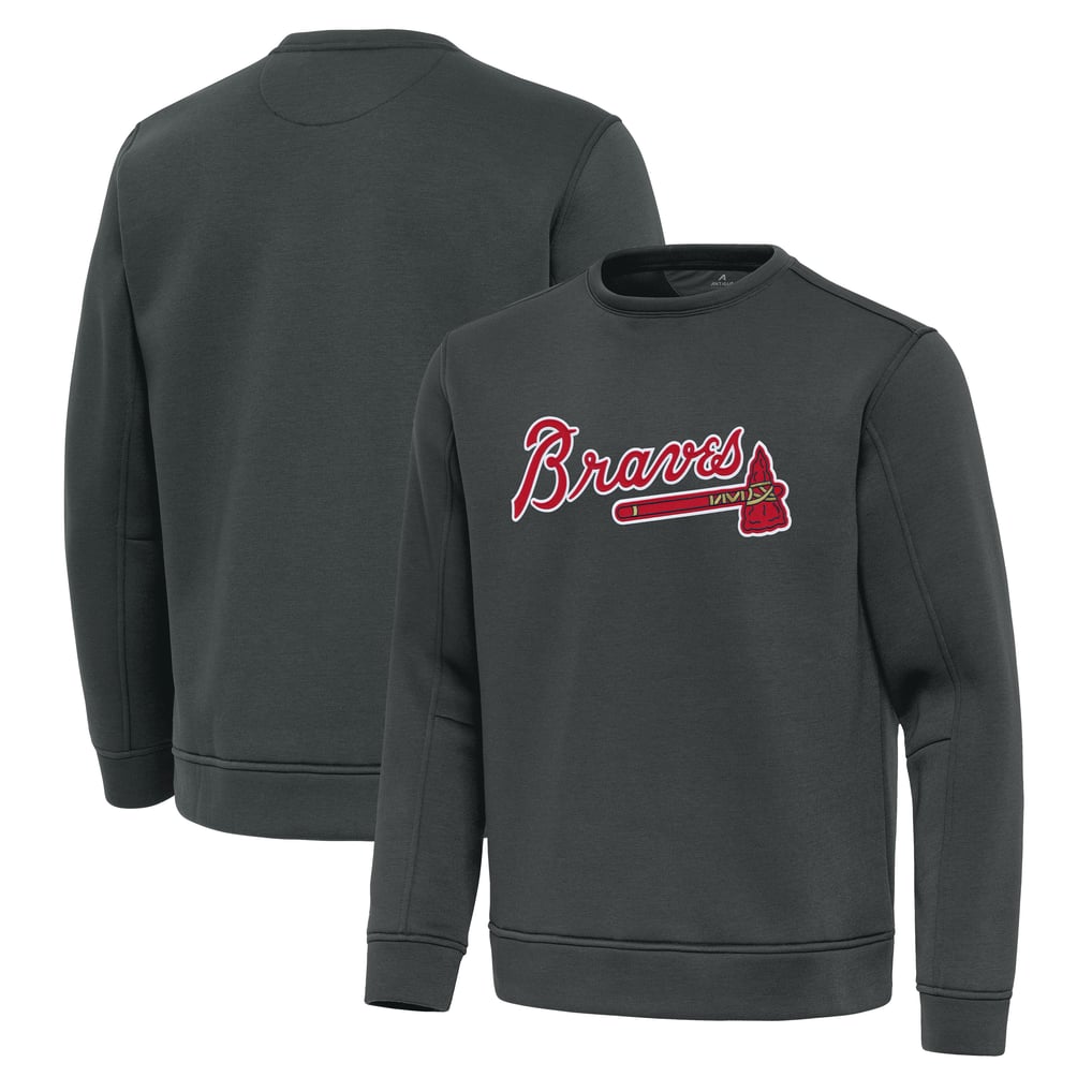 Atlanta Braves Antigua Relevant Lightweight Pullover Sweatshirt - Pewter
