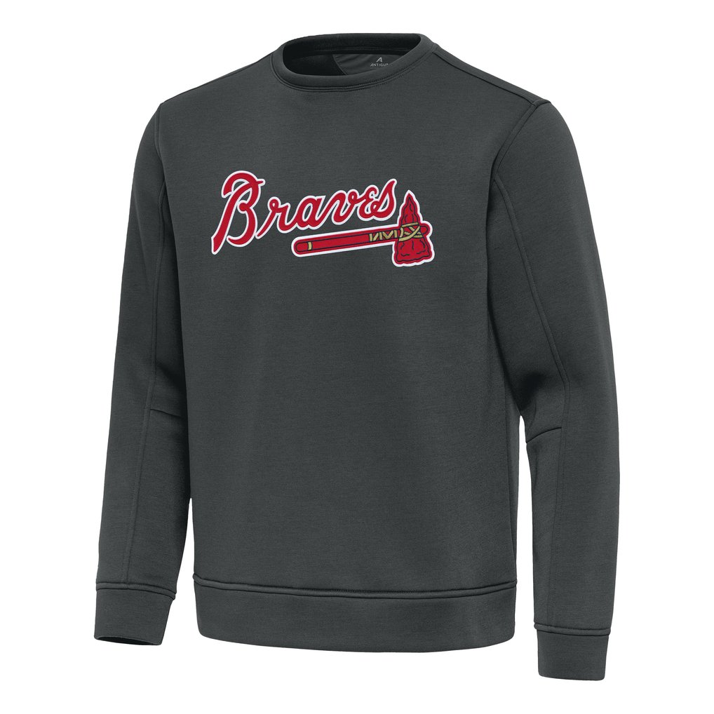 Atlanta Braves Antigua Relevant Lightweight Pullover Sweatshirt - Pewter