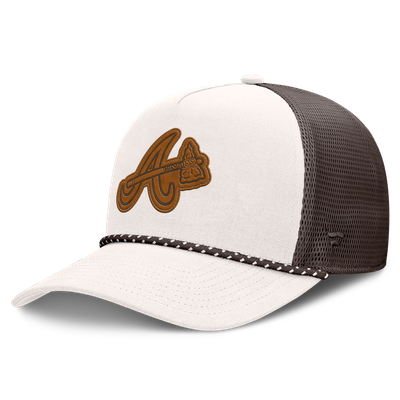 Atlanta Braves Fanatics Level Up Bronco Adjustable Trucker Hat - Cream/Brown
