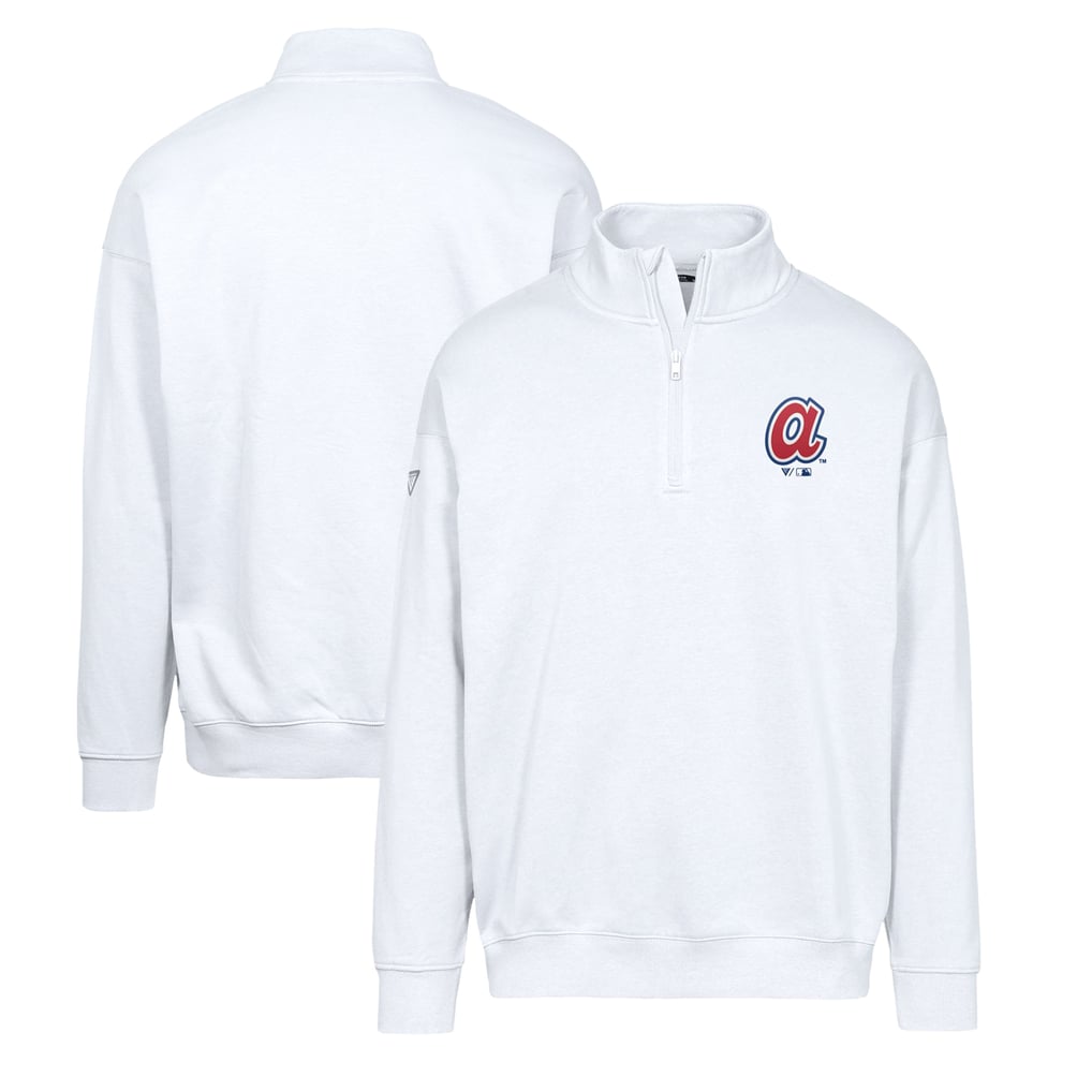 Atlanta Braves Levelwear Murray Core Logo Quarter-Zip Pullover Top - White