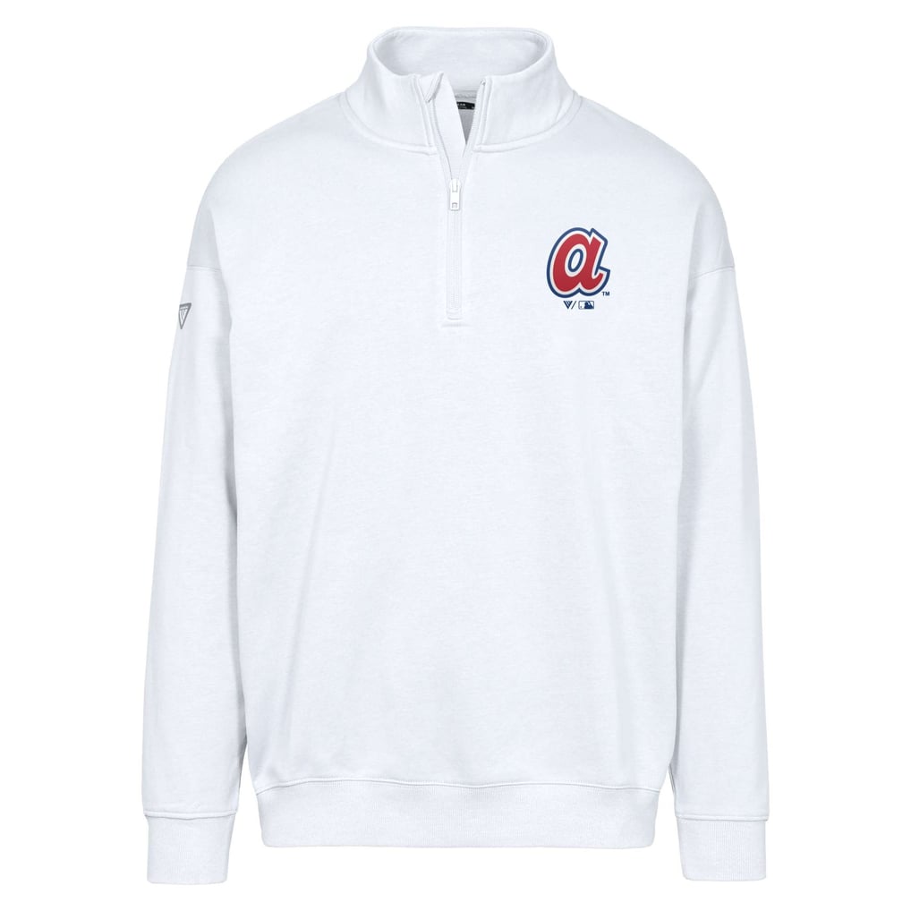 Atlanta Braves Levelwear Murray Core Logo Quarter-Zip Pullover Top - White