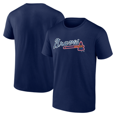 Atlanta Braves Logo Athletic Wordmark T-Shirt - Navy