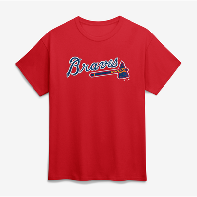 Atlanta Braves Logo Athletic Wordmark T-Shirt - Red