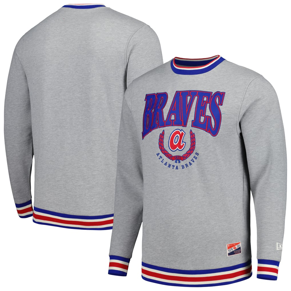  Atlanta Braves New Era Throwback Classic Pullover Sweatshirt - Heather Gray