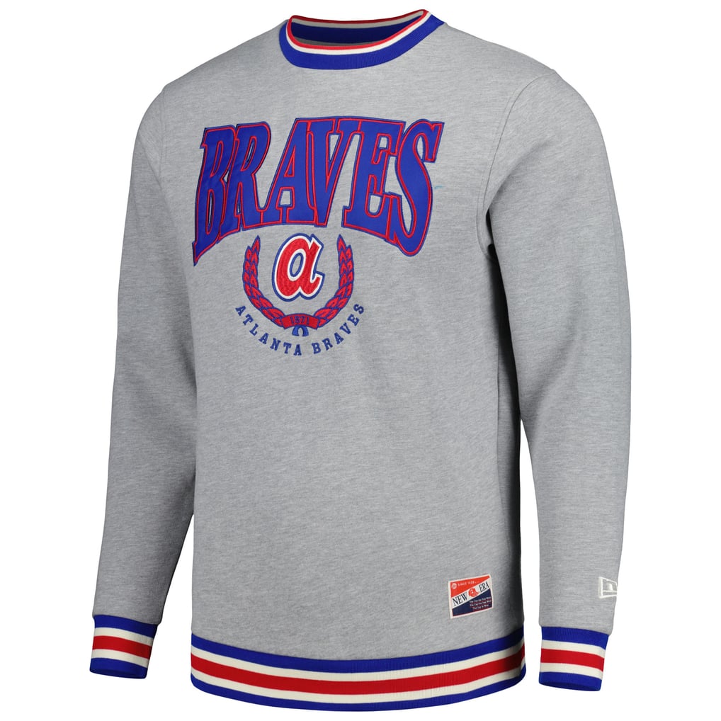  Atlanta Braves New Era Throwback Classic Pullover Sweatshirt - Heather Gray