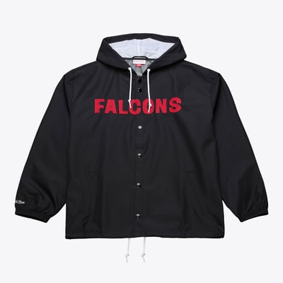 Atlanta Falcons Mitchell & Ness Coaches Full-Snap Hooded Windbreaker Jacket - Black