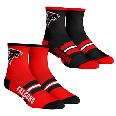 Atlanta Falcons Rock Em Socks Youth 2-Pack Multi Stripe Quarter Socks Set