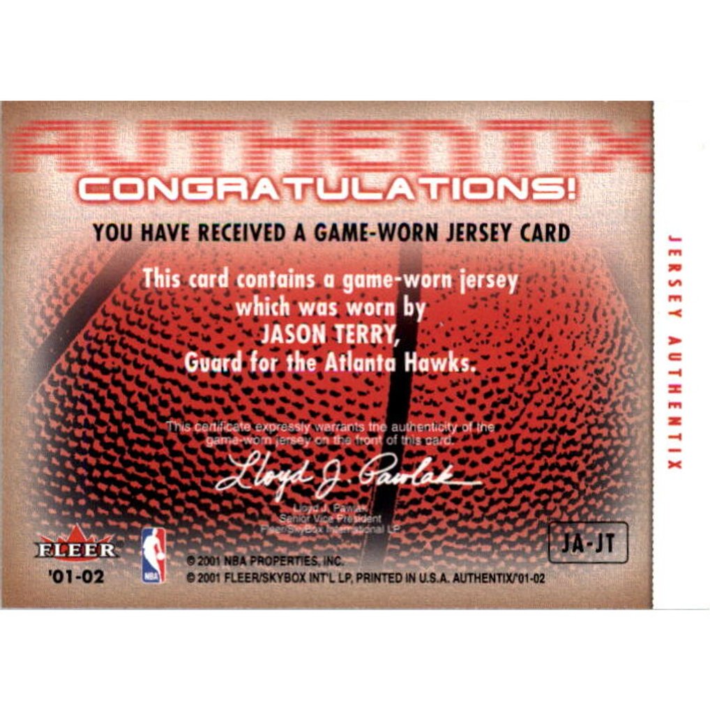 2001-02 Fleer Authentix Jersey Authentix Unripped #8 Jason Terry