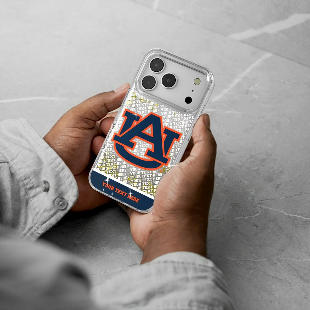 Auburn Tigers iPhone Endzone Personalized Glitter Case