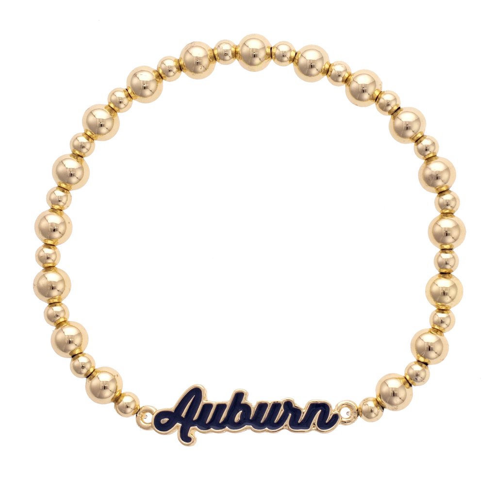 Auburn Tigers CANVAS Style 18k Gold-Plated Script Stretch Bracelet