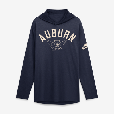  Auburn Tigers Nike Legacy Arch Tri-Blend Long Sleeve Hooded T-Shirt - Navy