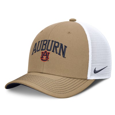  Auburn Tigers Nike Unisex  Dri-FIT Primetime Arched Trucker Adjustable Hat - Beige/White