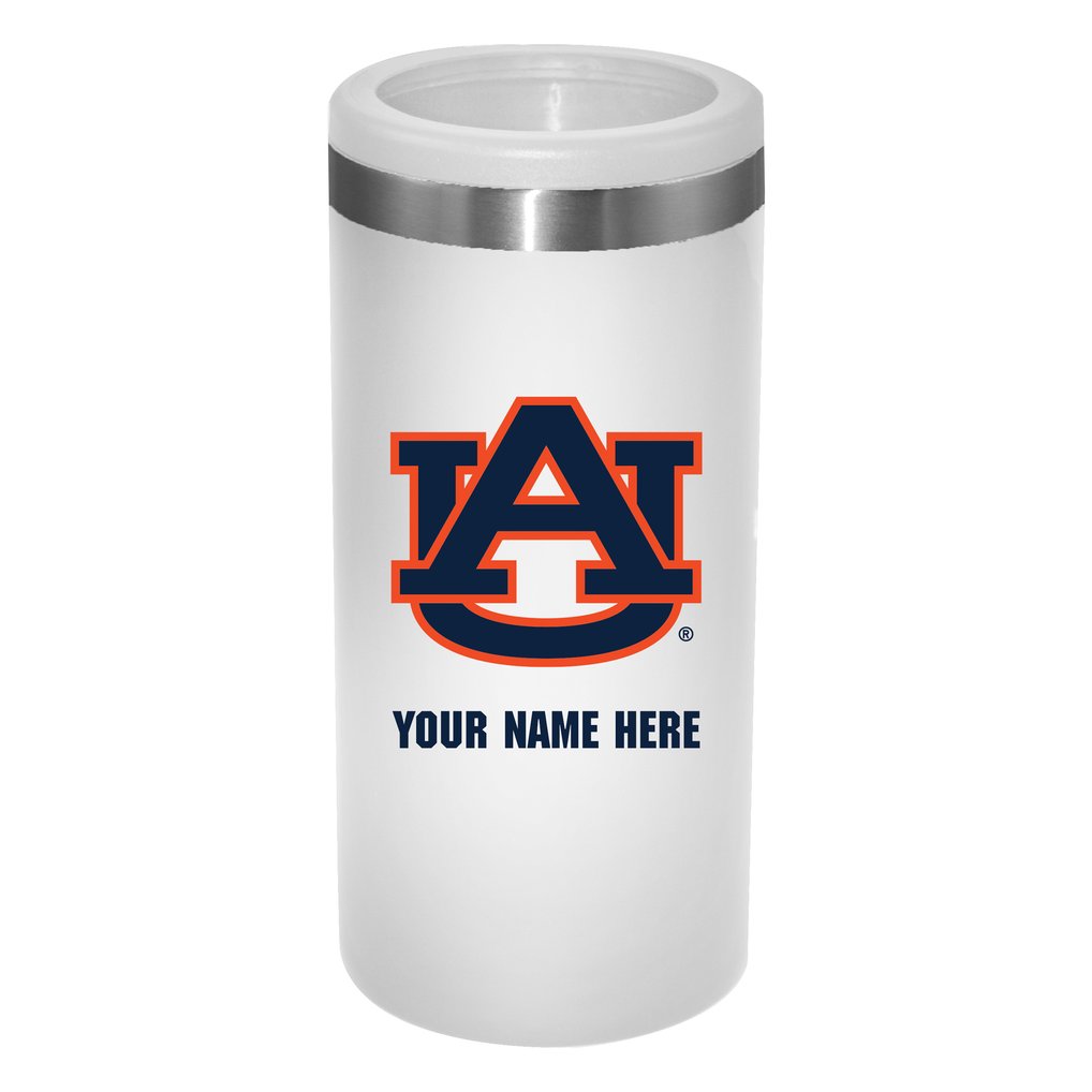 Auburn Tigers 12oz. Personalized Slim Can Holder - White