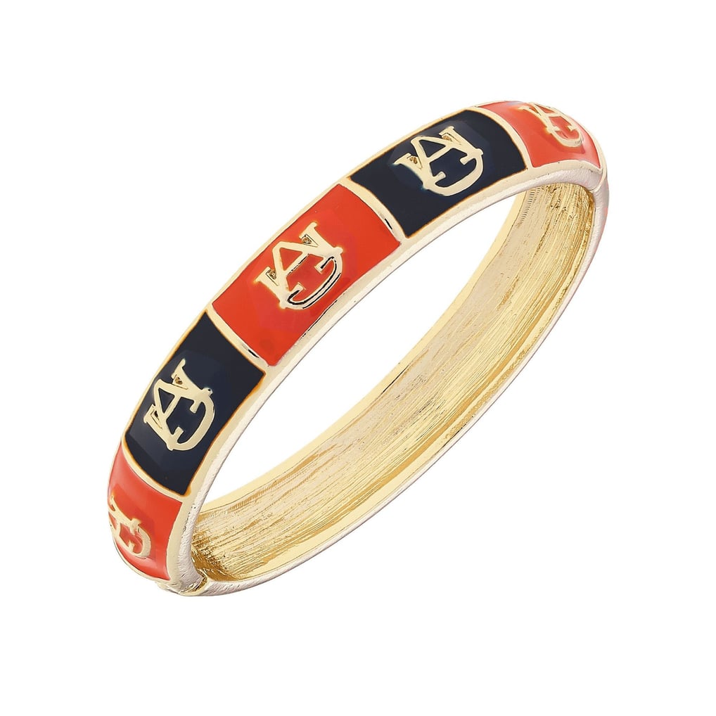 Auburn Tigers CANVAS Style Women's Enamel Checkered Hinge Bangle