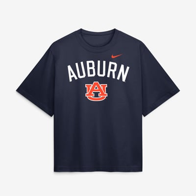  Auburn Tigers Nike Women's Arch Logo Boxy T-Shirt - Navy