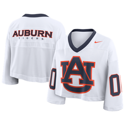 Auburn Tigers Nike Women's Oversized Logo Cropped Fashion Jersey - White
