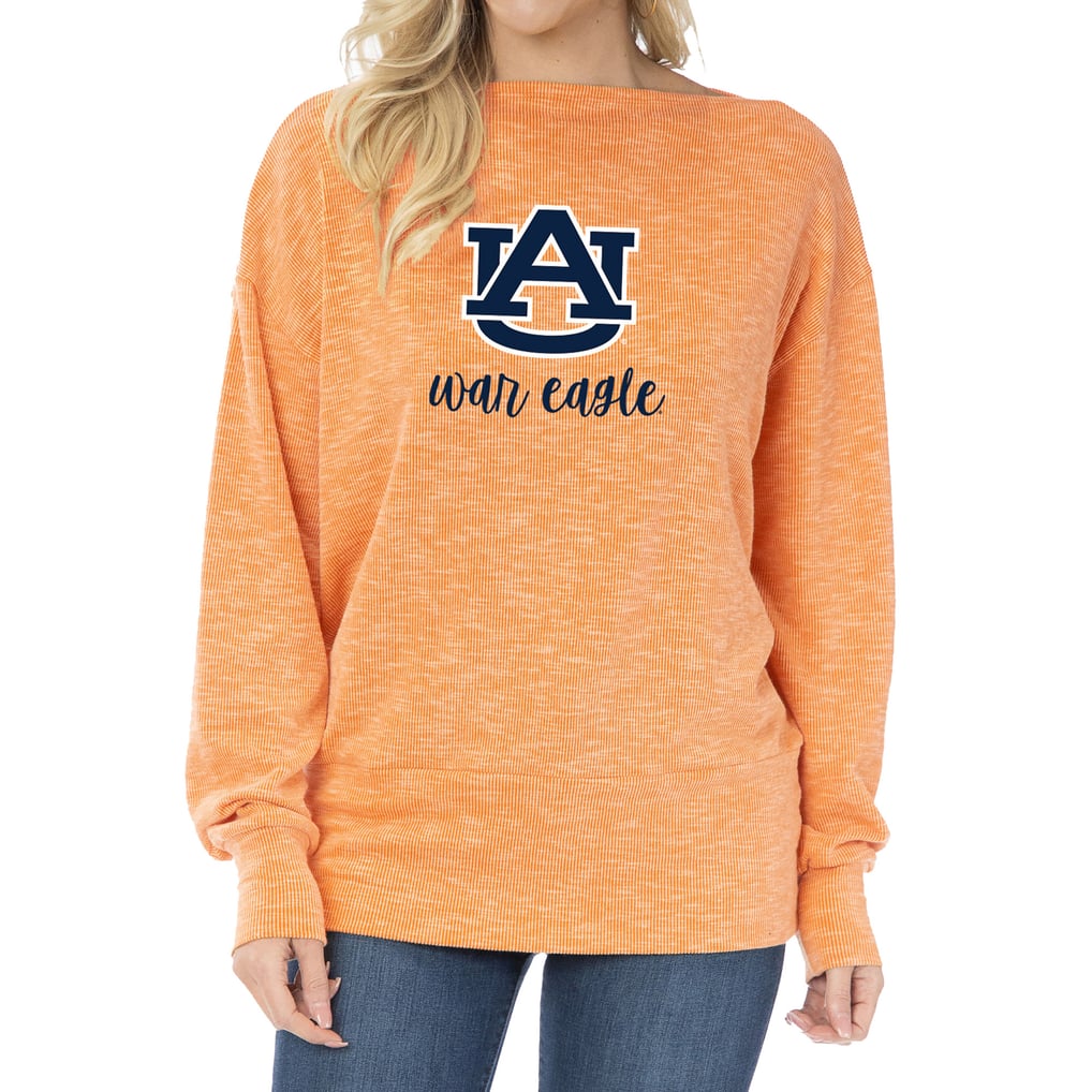 Auburn Tigers Women's Lainey Ribbed Tunic Tri-Blend Pullover Sweatshirt - Orange