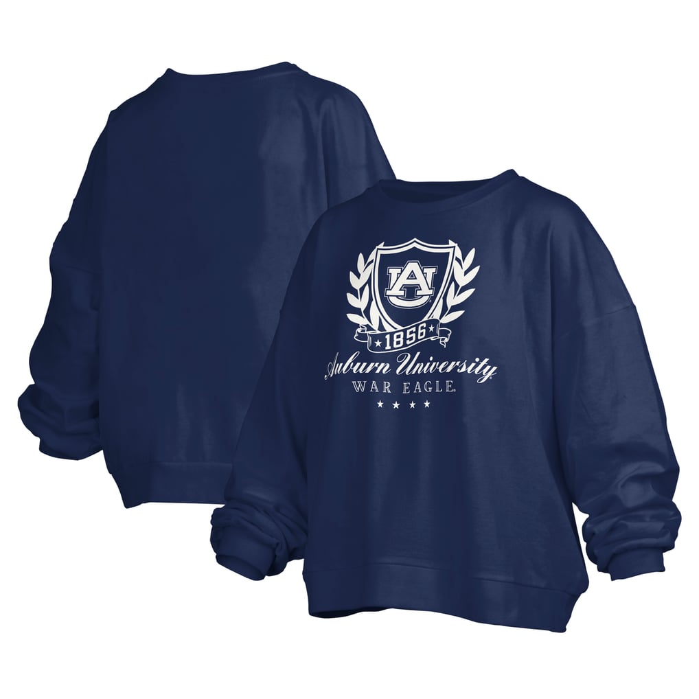 Auburn Tigers Pressbox Women's Big Aug Script Janice Oversized Pullover Sweatshirt - Navy