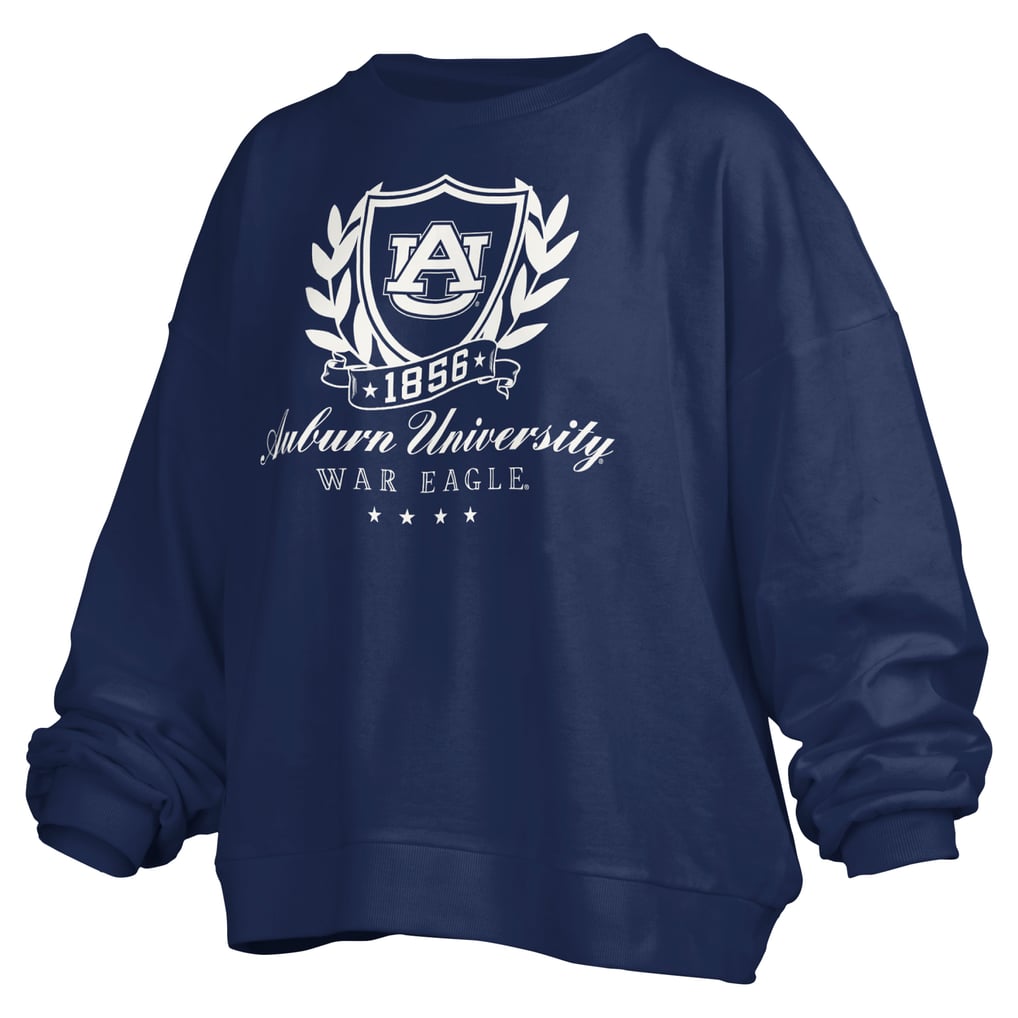 Auburn Tigers Pressbox Women's Big Aug Script Janice Oversized Pullover Sweatshirt - Navy