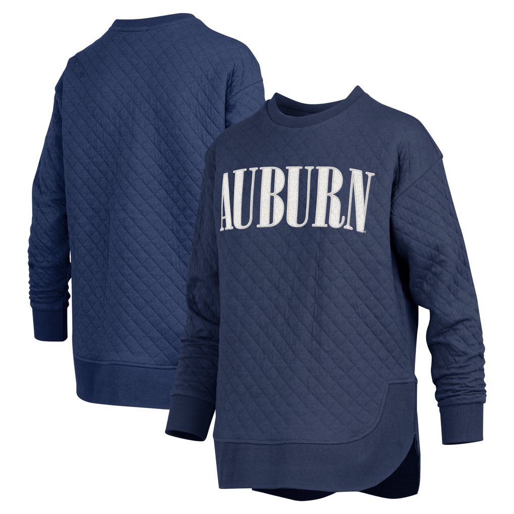 Auburn Tigers Pressbox Women's Quilted Long Sleeve Pullover Sweatshirt - Navy